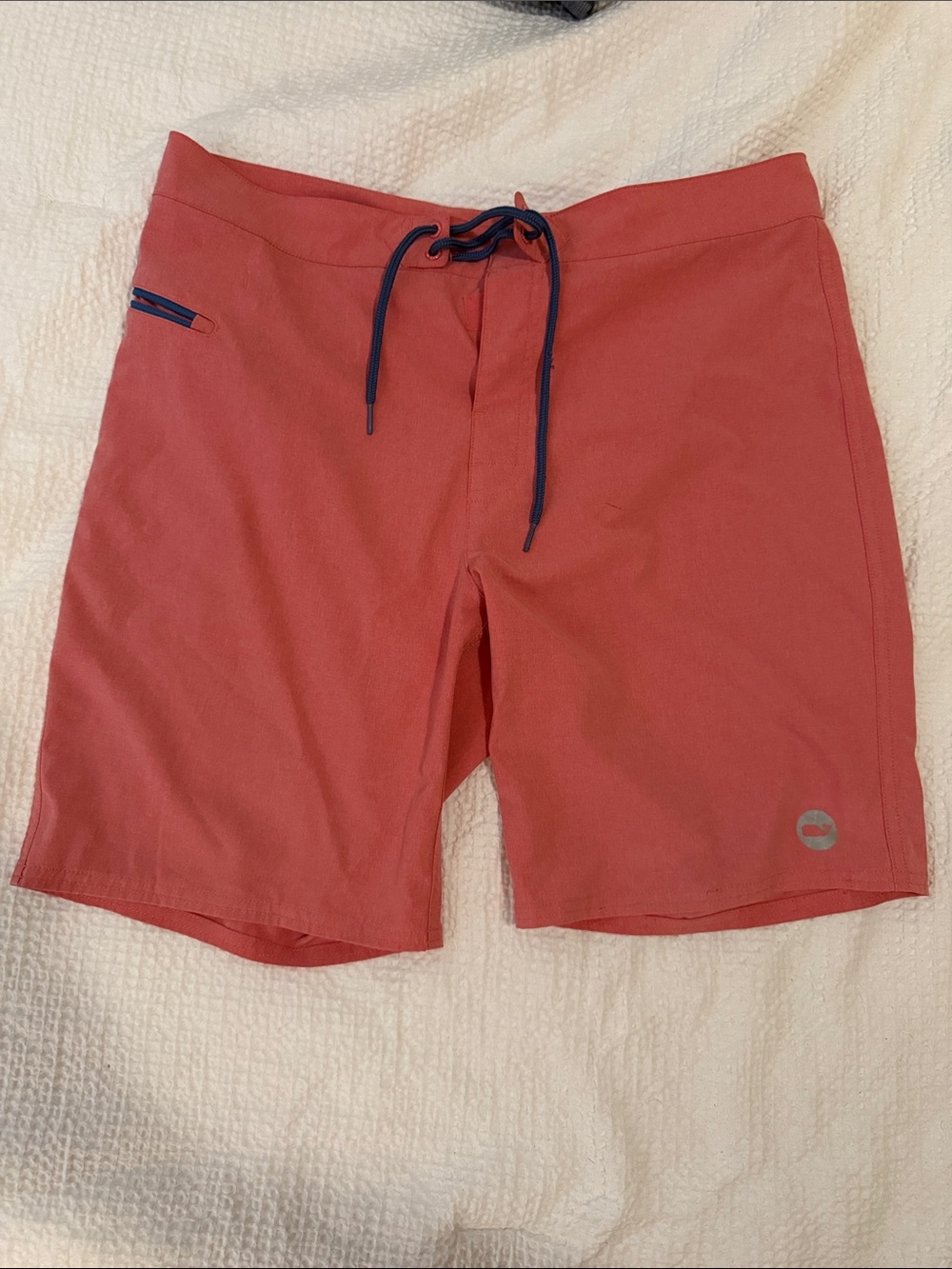 Vineyard Vines Coral Swim Board Shorts with Navy Drawstring